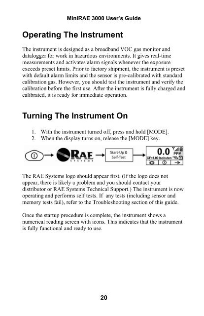 RAE MiniRAE 3000 User's Guide - Geotech