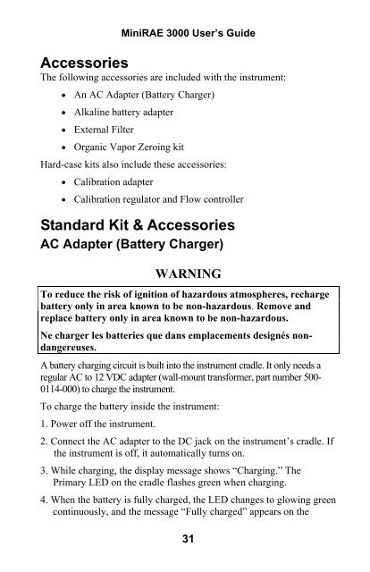 RAE MiniRAE 3000 User's Guide - Geotech