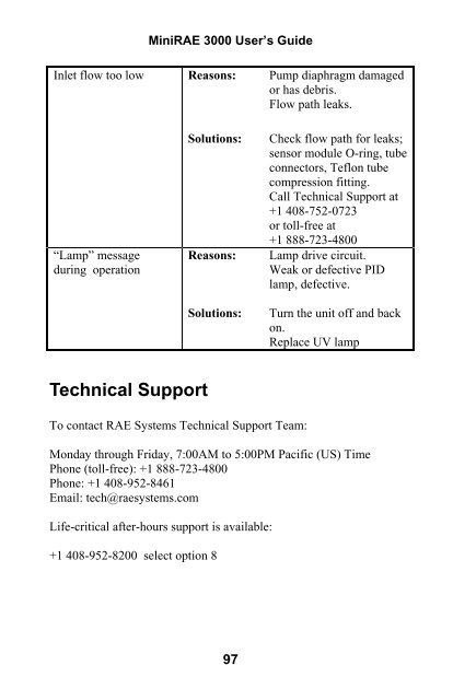 RAE MiniRAE 3000 User's Guide - Geotech