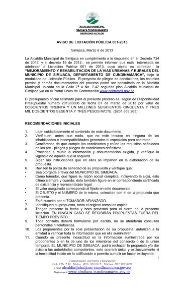 1 E-mail: alcaldia@simijaca-cundinamarca.gov.co Pagina web ...