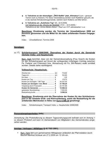 53. GR-Protokoll vom 12.02.2009 - Gemeinde Volders - Land Tirol