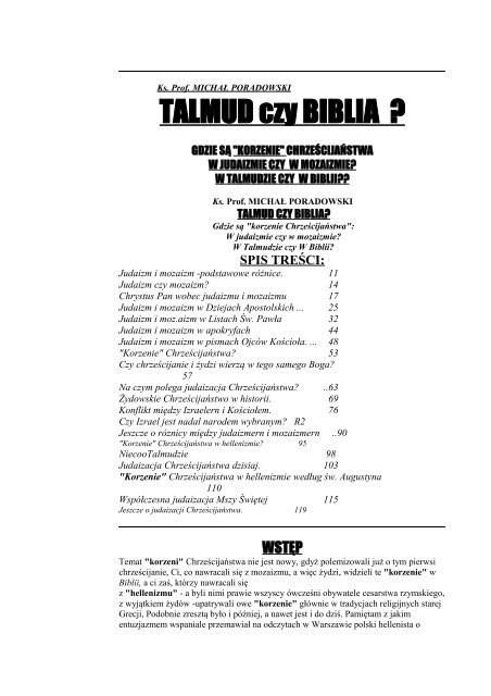 TALMUD czy BIBLIA ? - W Sercu Polska