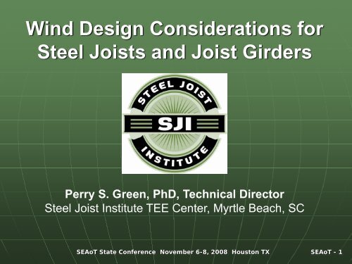 Wind Design Considerations for Steel Joists and Joist Girders - SEAoT