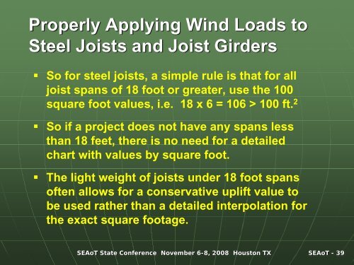 Wind Design Considerations for Steel Joists and Joist Girders - SEAoT