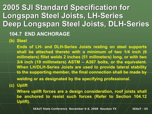 Wind Design Considerations for Steel Joists and Joist Girders - SEAoT