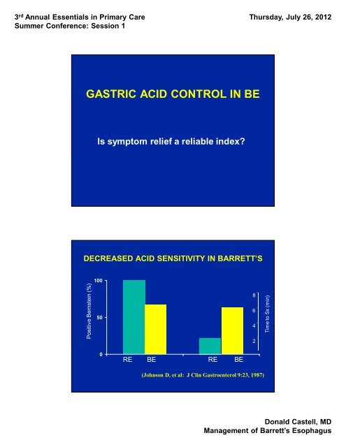 MANAGEMENT OF BARRETT'S ESOPHAGUS - CME Conferences