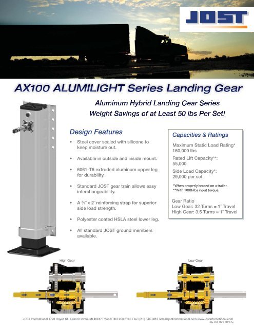 AX100 Aluminum Landing Gear Brochure - JOST International
