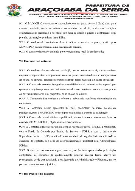 EDITAL DE CREDENCIAMENTO NÂº ___/2013 - Aracoiaba.sp.gov.br