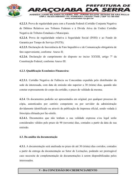EDITAL DE CREDENCIAMENTO NÂº ___/2013 - Aracoiaba.sp.gov.br