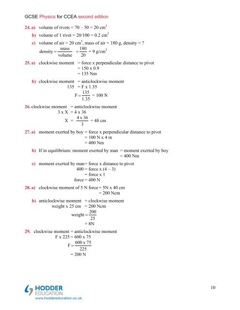 Answers to questions in the Student Book - Hodder Plus Home