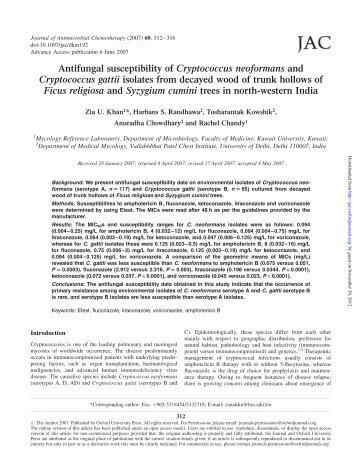 Antifungal susceptibility of Cryptococcus neoformans and ...