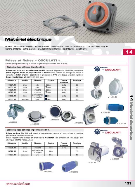 Catalogue Osculati 2008 Ã©lectricitÃ© - OceanSportServices