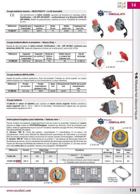 Catalogue Osculati 2008 Ã©lectricitÃ© - OceanSportServices