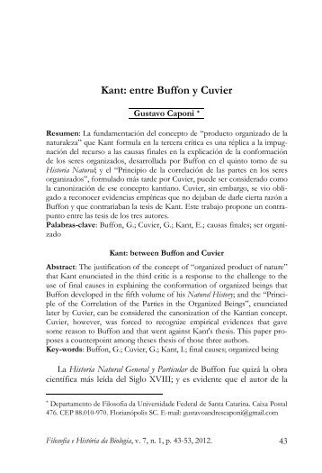 Kant: entre Buffon y Cuvier - ABFHiB
