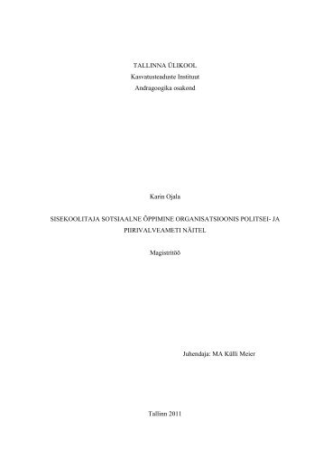 TALLINNA ÃLIKOOL Kasvatusteaduste Instituut ... - E-Ait