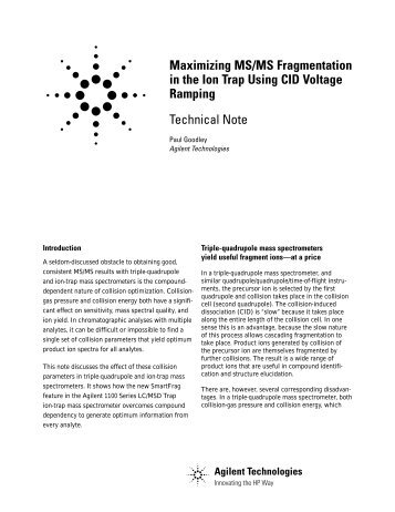 Maximizing MS/MS Fragmentation in the Ion Trap Using CID Voltage ...