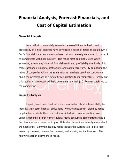 J. C. Penney Company, Inc. Equity Valuation and Analysis As of ...