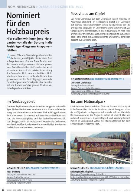 Holzbaupreis Kärnten 2011 (pdf) - proHolz Kärnten