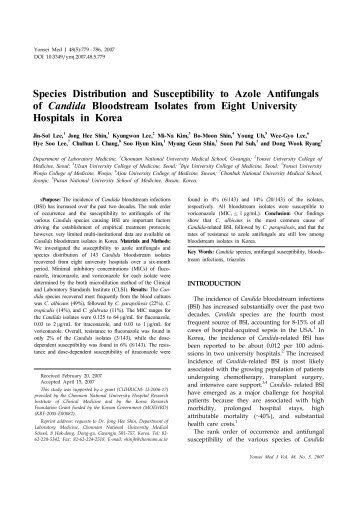 Species Distribution and Susceptibility to Azole Antifungals of ...