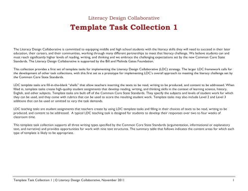 Template Task Collection 1 - Literacy Design Collaborative