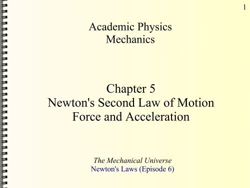 Chapter 5 Newton's Second Law of Motion Force and Acceleration