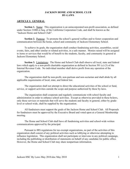 bylaws - Jackson Elementary School