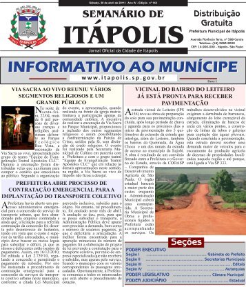 INFORMATIVO AO MUNÃCIPE - Prefeitura Municipal de ItÃ¡polis