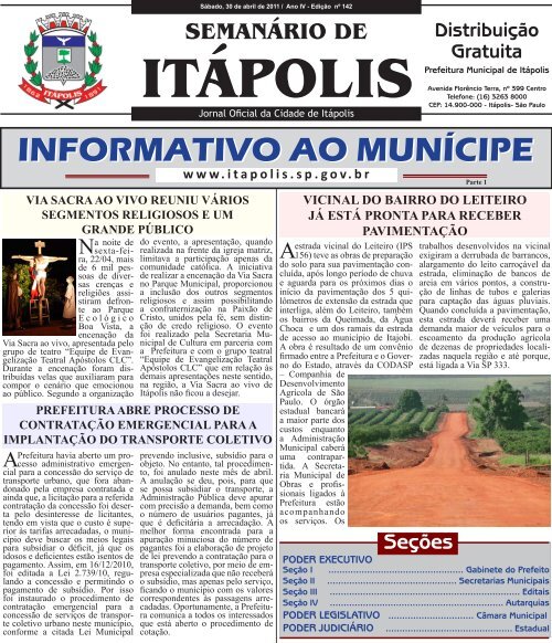 INFORMATIVO AO MUNÃCIPE - Prefeitura Municipal de ItÃ¡polis