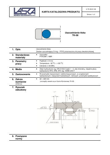 KARTA KATALOGOWA PRODUKTU Uszczelnienie tÅoka TK-08 1 ...