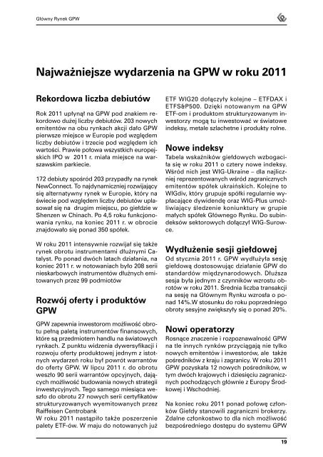 ROCZNIK GIEÅDOWY 2012 - GPW