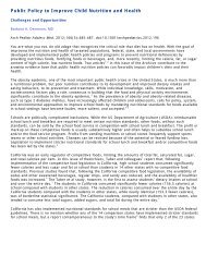 Public Policy to Improve Child Nutrition and Health - Children's ...