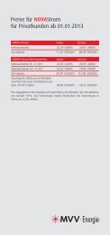 Preise für NOVA Strom ab 01.01.2013 - MVV Energie AG