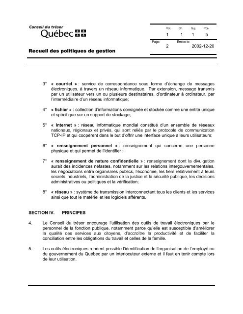 directive sur l'utilisation éthique du courriel, d'un collecticiel et des ...