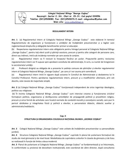 Regulament de ordine interioara.pdf - Colegiul NaÈional Bilingv ...