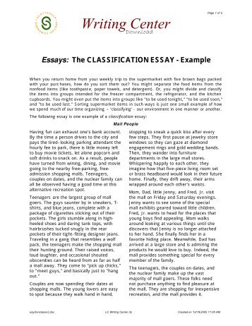 Example: A Classification Essay