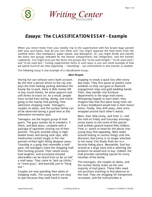 example of classification essay about family