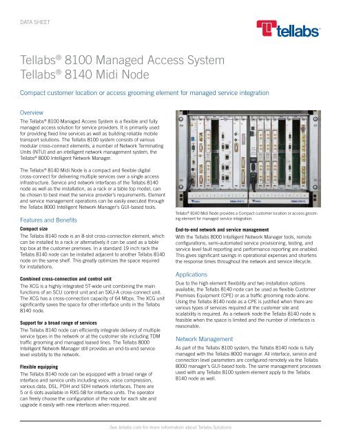 Tellabs 8100 Managed Access System: Tellabs 8140 Midi Node