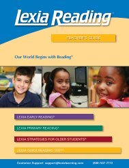 Our World Begins with ReadingÂ® - Lexia Learning