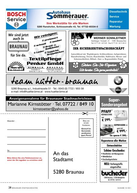 Anzeigenannahme für Braunauer Stadtnachrichten
