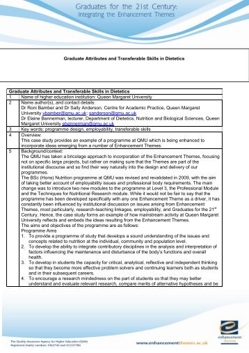 Graduate Attributes and Transferable Skills in Dietetics - the ...