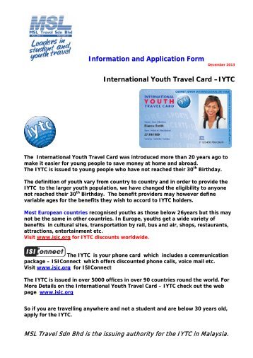 GO 25 – International Youth Travel Card –IYTC - msltravel.com