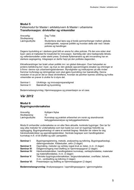 Studieplan 2011-2013 - Arkitektur- og designhÃ¸gskolen i Oslo