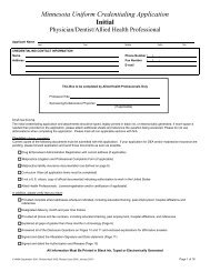 Minnesota Uniform Credentialing Application - Northfield Hospital