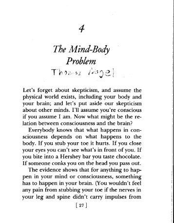 Thomas Nagel, "The Mind-Body Problem"