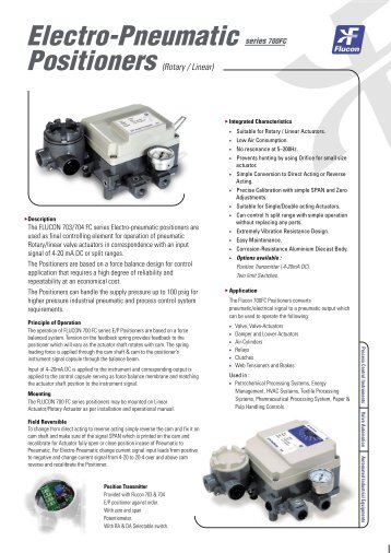 Electro-Pneumatic series 700FC Positioners - Flucon Automation Inc.