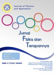 Jurnal Fisika dan Terapannya vol.1, no.1, Januari 2013