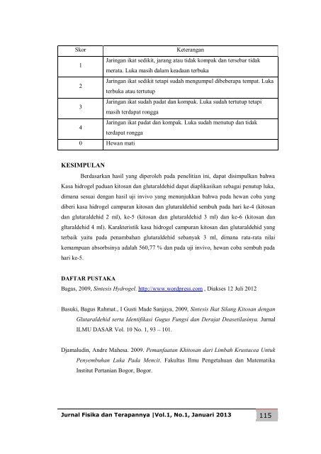 Jurnal Fisika dan Terapannya vol.1, no.1, Januari 2013