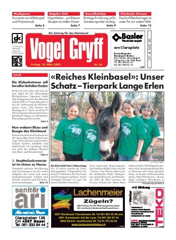 Â«Reiches KleinbaselÂ»: Unser Schatz â Tierpark Lange ... - Vogel Gryff
