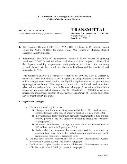 Transmittal Letter - Hud-Oig