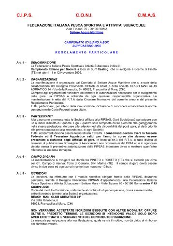 Campionato Italiano Surfcasting a Box 2005 - FIPSAS Napoli